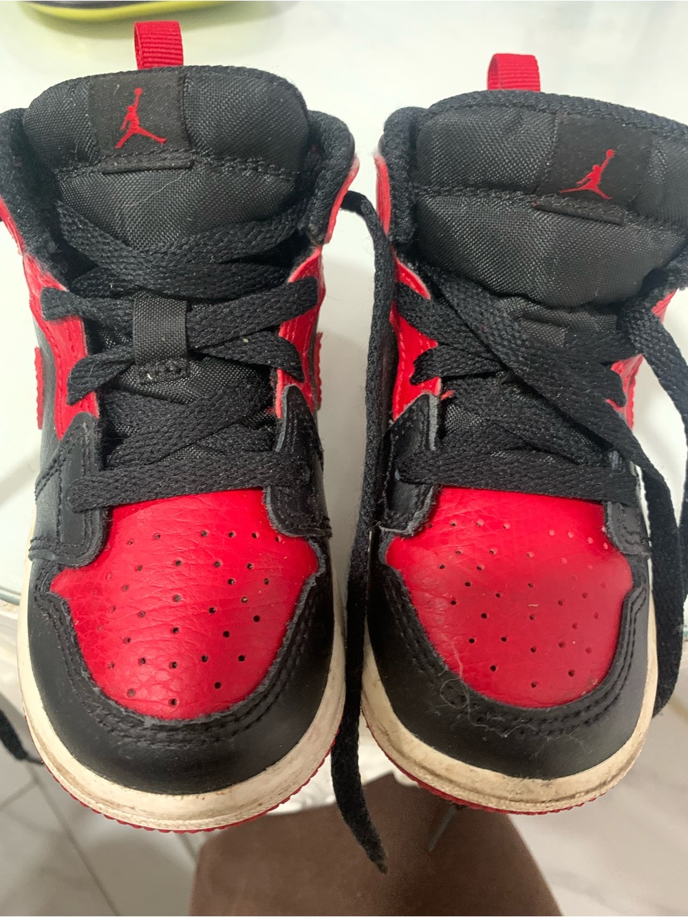 Jordan Kids Red and Black High-Top Sneakers